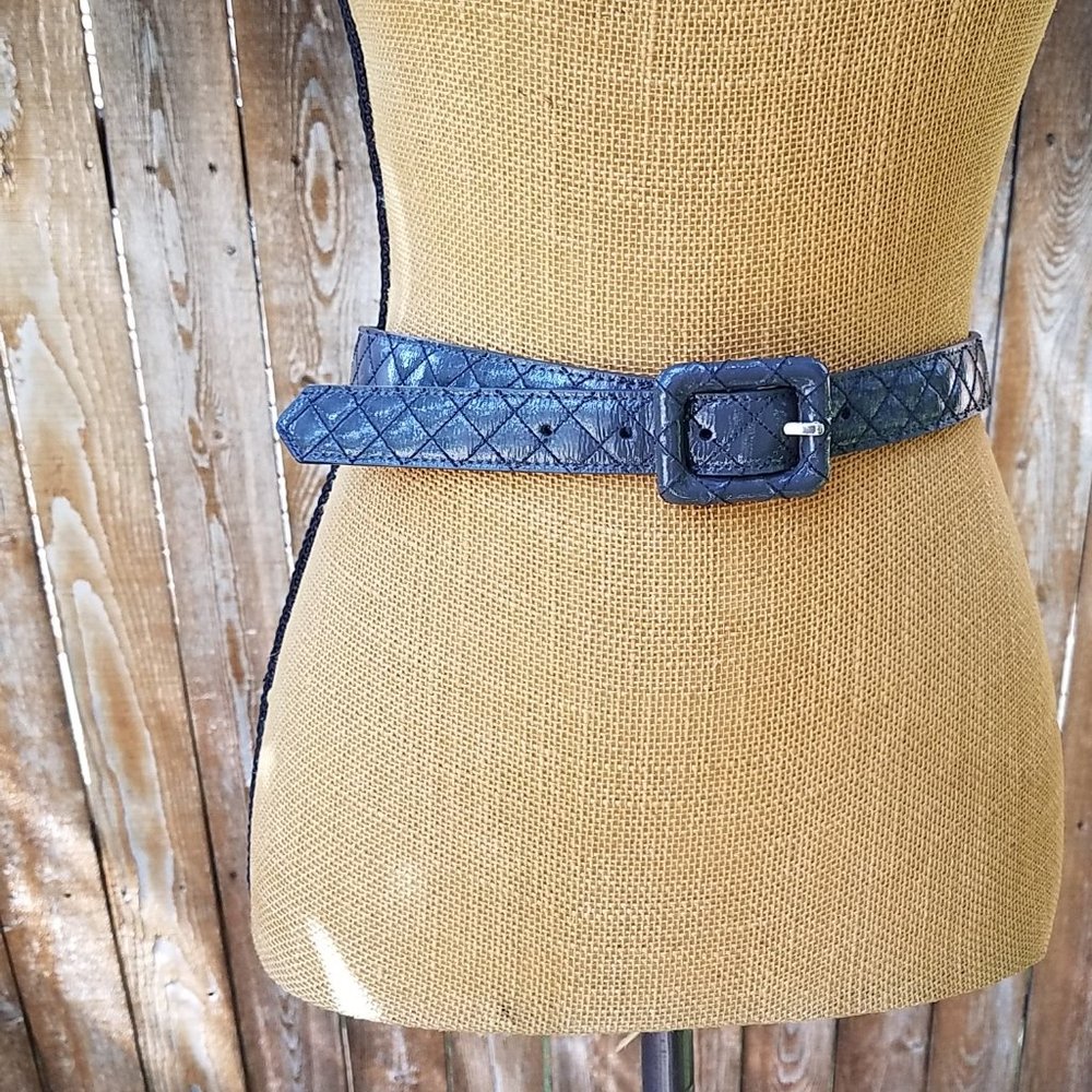 Talbot's Gray  Patent Leather Quilted Belt